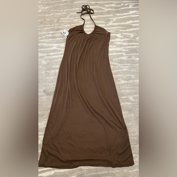 5B Chic Halter Neck Brown Maxi Dress, Large - Picture 3 of 6